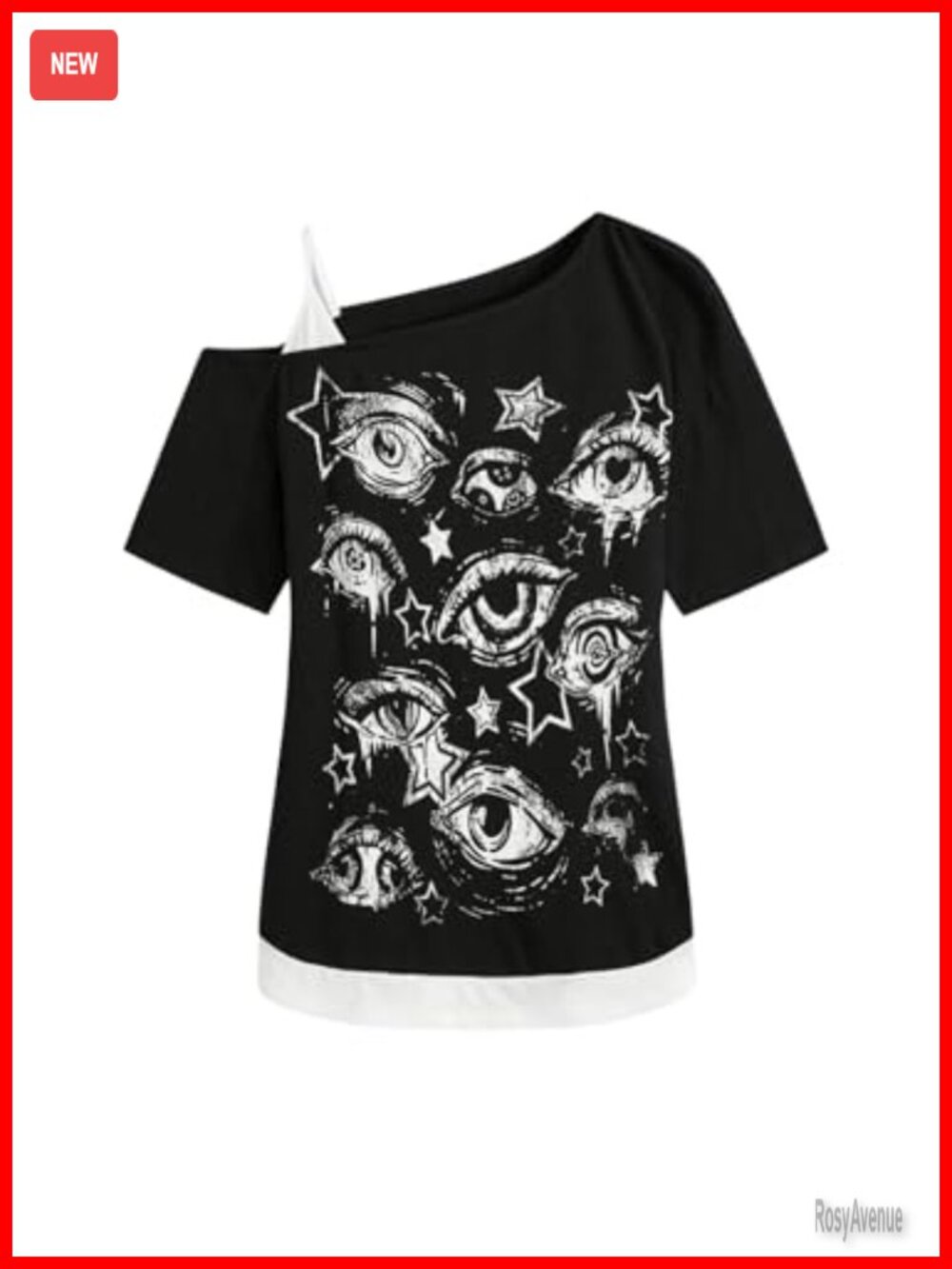 Women's Asymmetrical Neck Graphic Tee Short Sleeve Casual Top